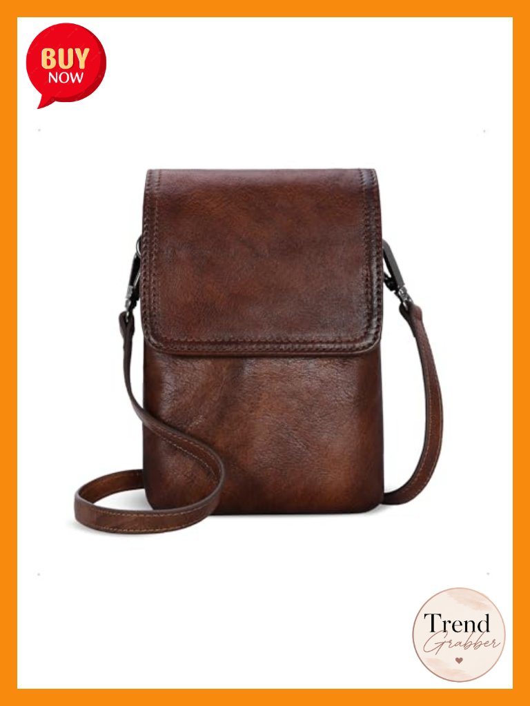 Genuine Leather Rfid Blocking Crossbody Bag Cell Phone Purse Anti-Theft